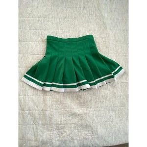 Green & white pleated cheer skirt